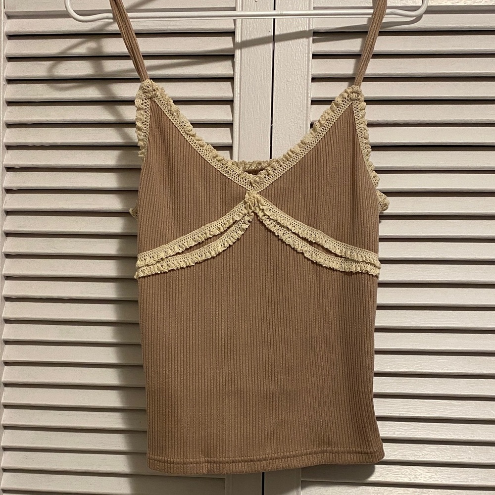 Anthropologie Ruffle Lace Trim Tank Top